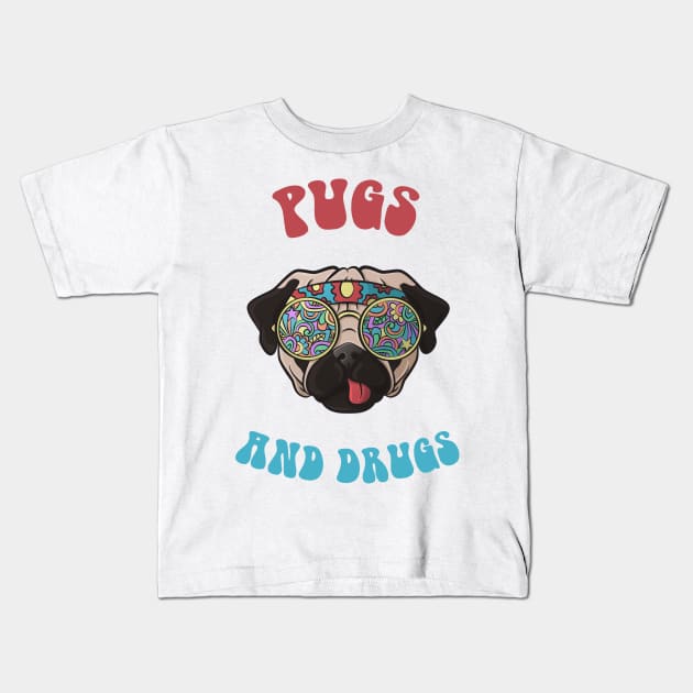 Pugs and Drugs Kids T-Shirt by casbuijsman